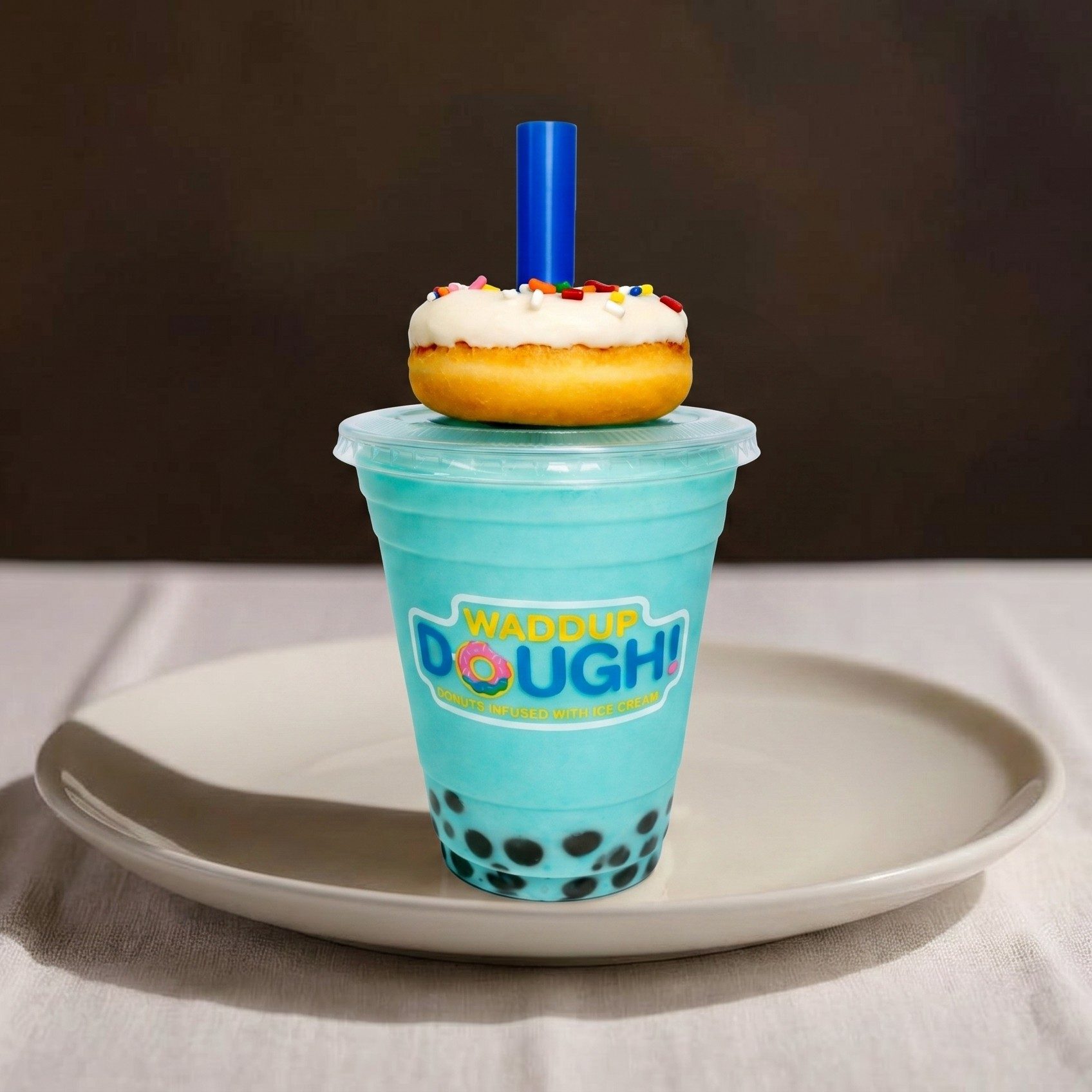 Blue Hawaii Shake w/ Boba + Donut.