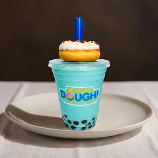 Blue Hawaii Shake w/Boba + Donut