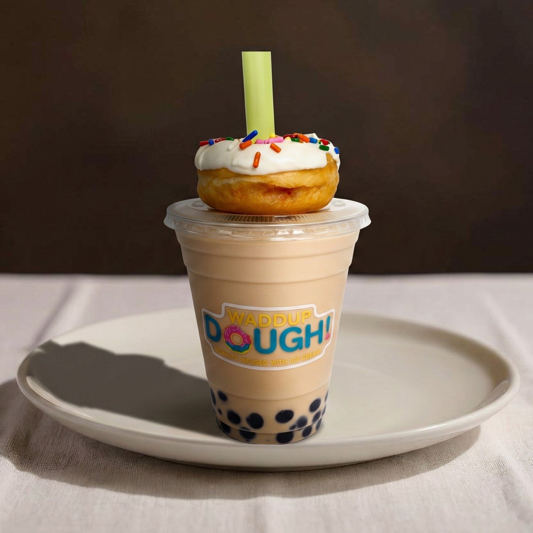 Coffee Shake w/ Boba + Donut.